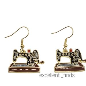 NEW Retro Sewing Machine Dangle Earrings